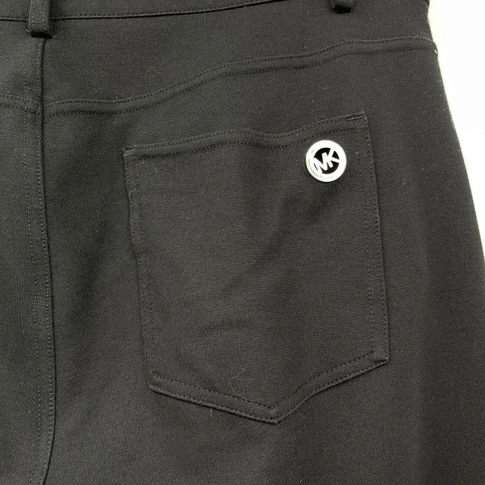 Michael Kors 4 Skinny Pants Women Black Stretch Mid Rise Logo Hardware‎ 5-Pocket